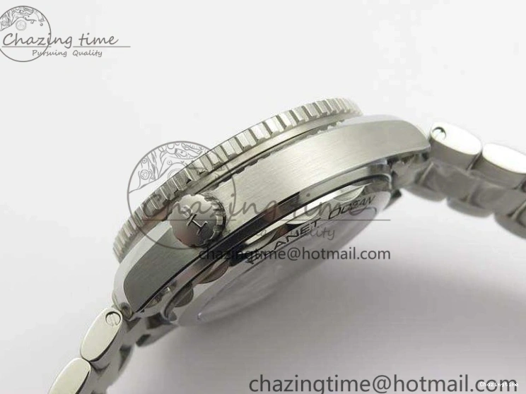 0511 Planet Ocean Master Chrono SS OM 1:1 Best Edition Black Dial On SS Bracelet A9900 V Fashionable 8113